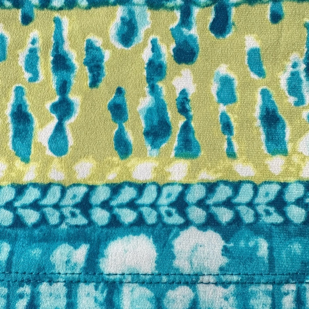 Susan Graver Teal and Lime Patterned Top - Picture 2 of 4